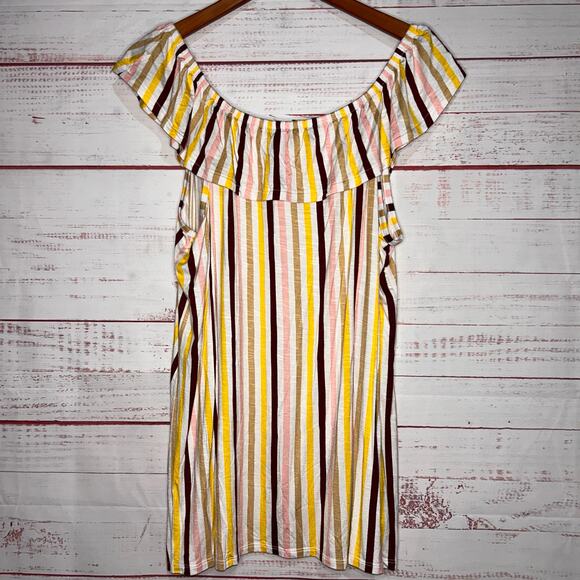 New Lane Bryant Striped Sleeveless Ruffle Neckline Tank | Women's 22/24 - Picture 5 of 6